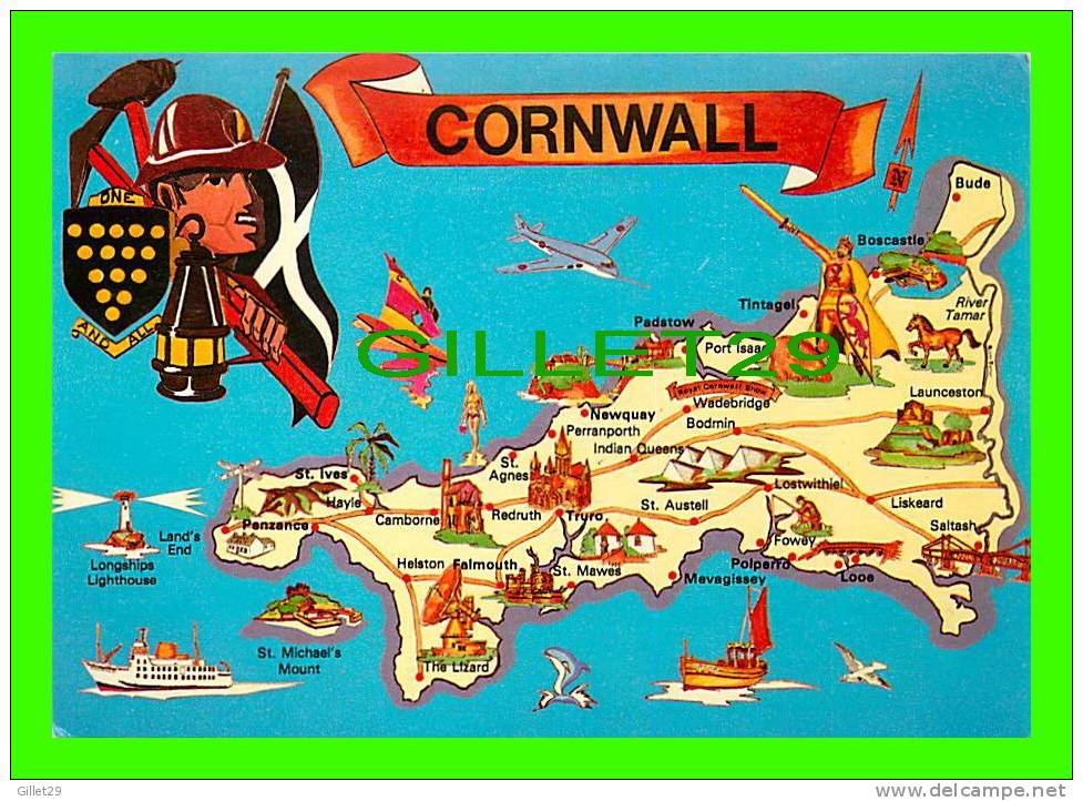 MAPS - CORNWALL, SOUTH WEST ENGLAND - - Carte Geografiche