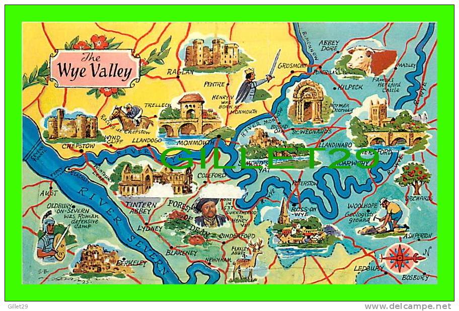 MAPS - THE WYE VALLEY - BETWING WALES &amp; ENGLAND - - Cartes Géographiques