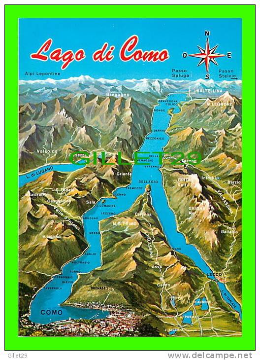 MAPS -LAGO DI COMO, LOMBARDY, ITALIA - CARTE GÉOGRAPHIQUE - - Cartes Géographiques