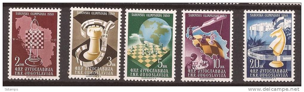1950 X 616-20  JUGOSLAVIJA Chess Olympiad DUBROVNIK MNH - Nuevos