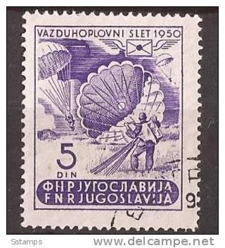 1950 X 611-15  JUGOSLAVIJA  SPORT PARACHUTTING USED - Parachutting