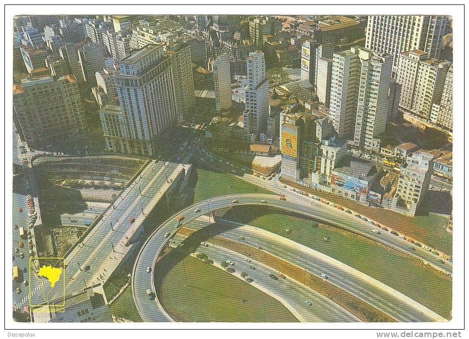 B3116 Sao Paulo - Vista Aerea Da Avenida 23 Maio - Viaduto Dona Paulina - Red Machine Timbre / Viaggiata 1988 - São Paulo