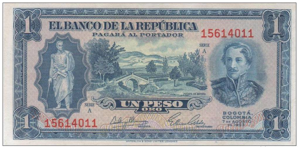 Colombia , 1 Peso 1953 , AUNC. - Colombia