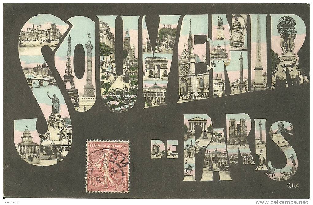 PARIS  -  Fantaisie  - Souvenir Des P. - Lettres Avec Multivues       -- CLC - Mehransichten, Panoramakarten