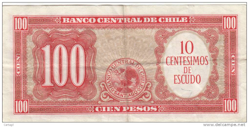 Billets -  B749 - Chili  - Billet   100 Pesos ( Type, Nature, Valeur, état... Voir 2 Scans)-Envoi Gratuit - Chile