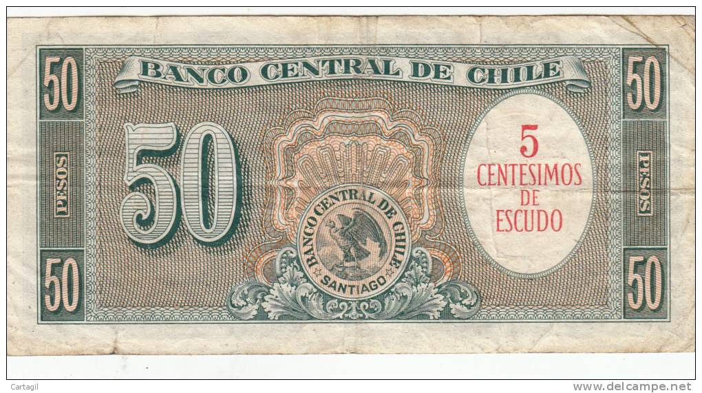 Billets -  B750 - Chili  - Billet   50 Pesos ( Type, Nature, Valeur, état... Voir 2 Scans)-Envoi Gratuit - Cile