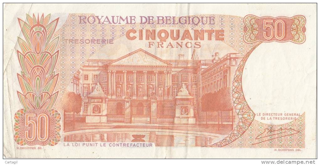 Billets -  B752 - Belgique  - Billet  50 Frank  ( Type, Nature, Valeur, état... Voir 2 Scans) - Other & Unclassified