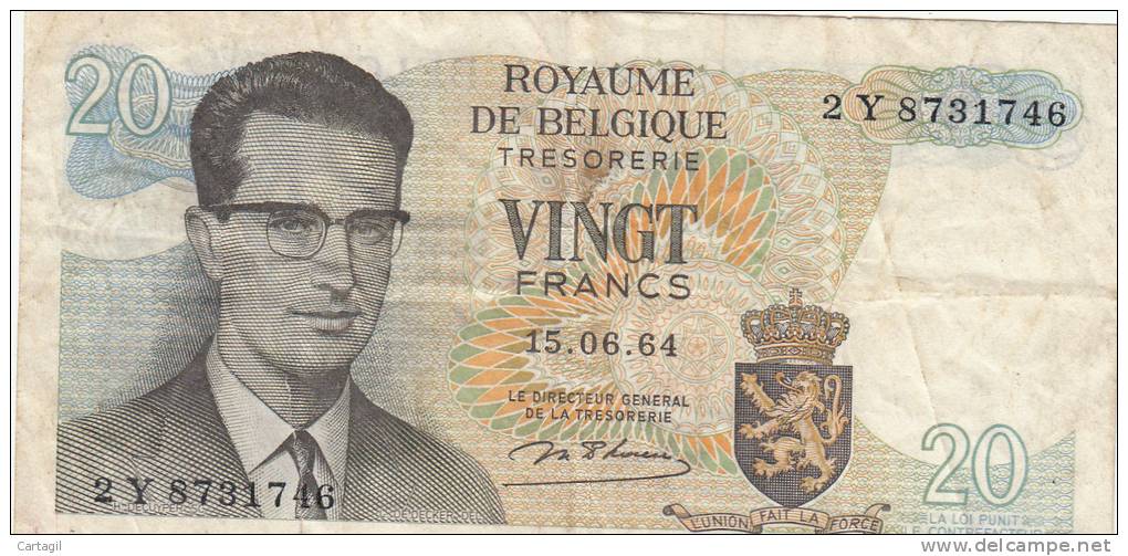 Billets -  B753 - Belgique  - Billet  20 Francs  ( Type, Nature, Valeur, état... Voir 2 Scans) - Sonstige & Ohne Zuordnung