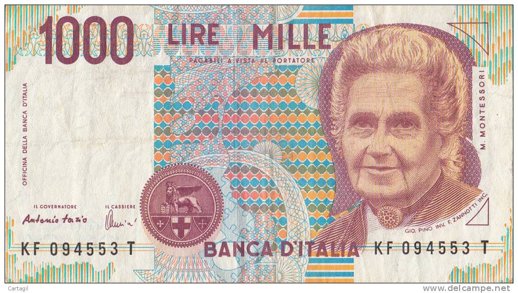 Billets -  B760 - Italie   - Billet  1000 Lire ( Type, Nature, Valeur, état... Voir 2 Scans) - 1000 Liras