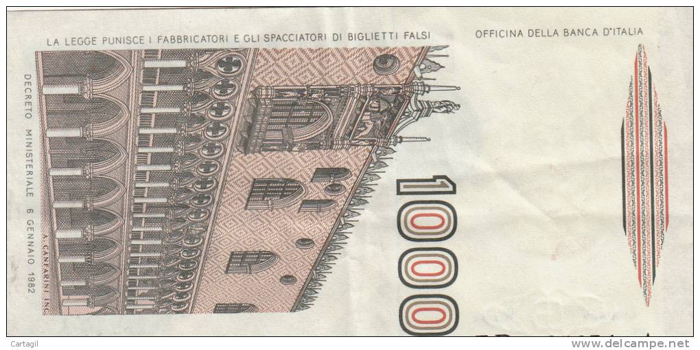 Billets -  B764 - Italie   - Billet  1000 Lire ( Type, Nature, Valeur, état... Voir 2 Scans) - 1000 Liras