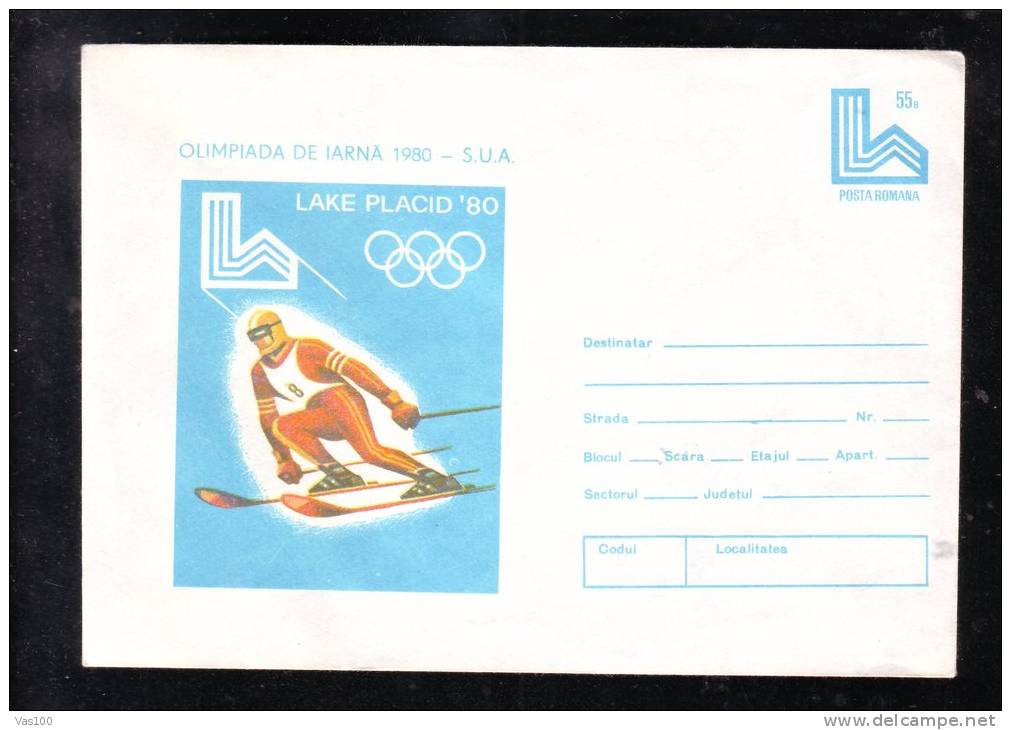 OLYMPIC GAMES, JEUX OLYMPIQUE, LAKE PLACID 1980, 5 X COVERS STATIONERY, ENTIERE POSTAUX, UNUSED, 1980, ROMANIA - Hiver 1980: Lake Placid