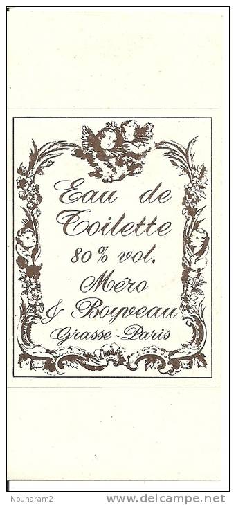 Etiquette Parfum Réf.034. Eau De Toilette Méro - J Boyveau - Grasse, Paris - Etiketten