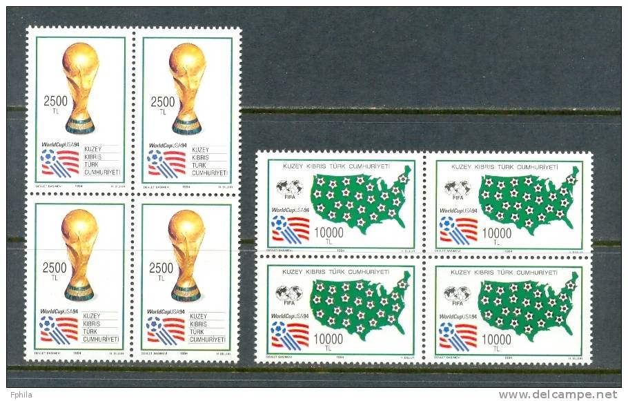 1994 NORTH CYPRUS FIFA WORLD CUP FOOTBALL SOCCER BLOCK OF 4 MNH ** - Neufs