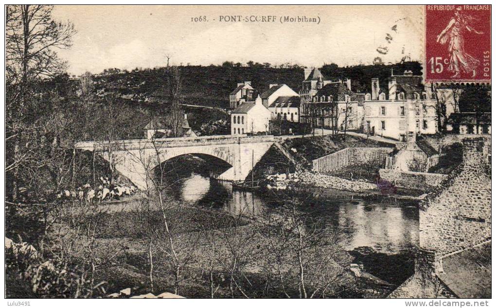 CPA - PONT-SCORFF (56) - Entrée Du Village Par Le Pont Neuf Sur Le Scorff - Pont Scorff