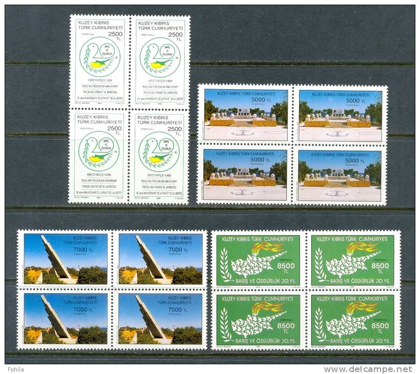 1994 NORTH CYPRUS 20TH ANNIVERSARY OF THE CYPRUS PEACE OPERATION BLOCK OF 4 MNH ** - Neufs