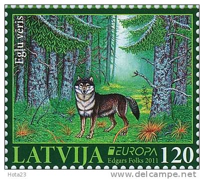 Latvia  Europa CEPT 2011  WOLF + STAG  Forest MNH - 2011