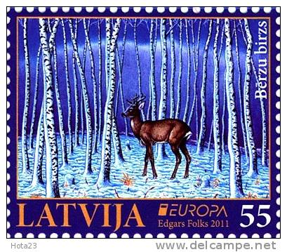 Latvia  Europa CEPT 2011  WOLF + STAG  Forest MNH - 2011