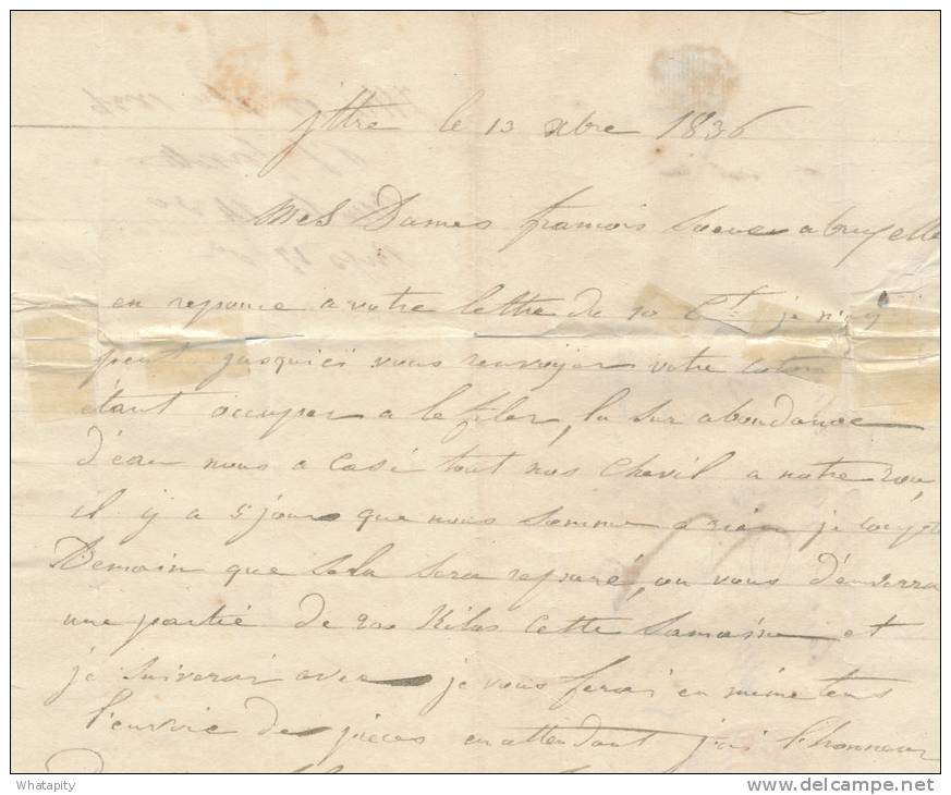 Lettre Précurseur De BOIS SEIGNEUR ISAAC Manuscrit Par NIVELLES 1836 Vers BXL - Origine ITTRE  --  UU025 - 1830-1849 (Belgique Indépendante)