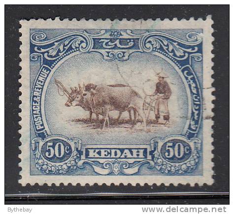 Kedah Used Scott #41 50c Native Plowing - Kedah