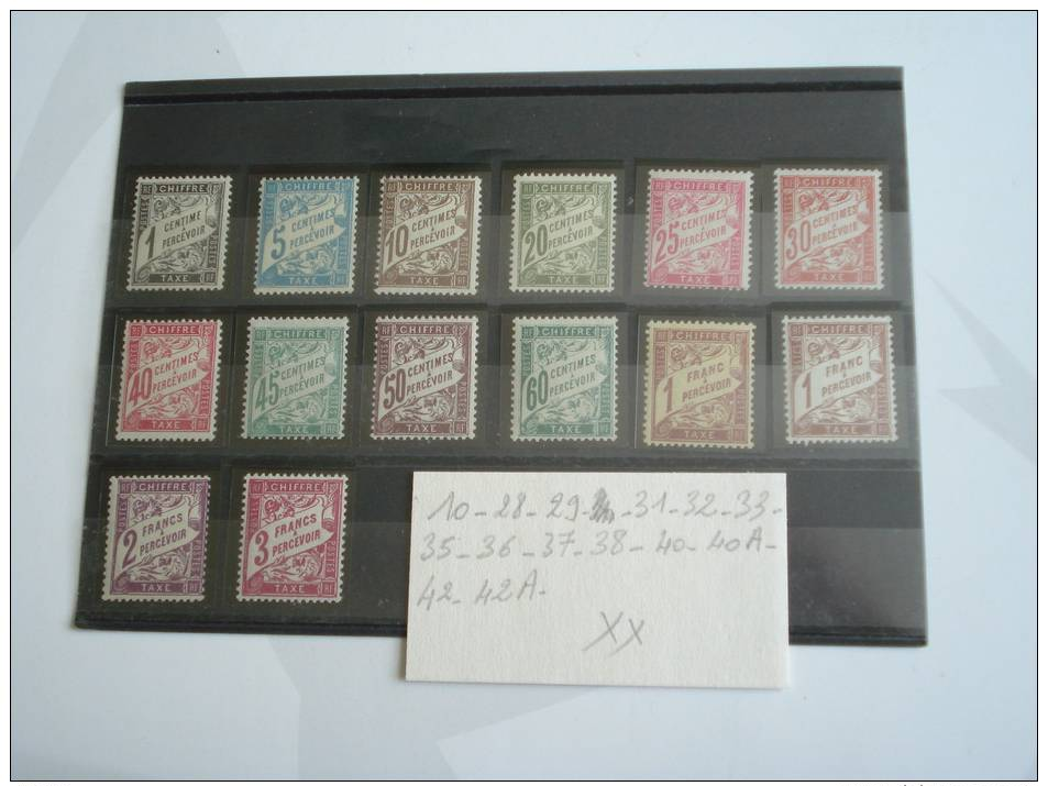 Timbres Taxe Neufs. N°10,28,29,31,32,33,35,36 ,37,38,40,40A,42,42A - 1859-1959 Nuevos