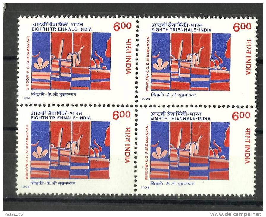 INDIA, 1994, 8th Triennale, New Delhi,  India, Block Of 4,  MNH, (**) - Ungebraucht