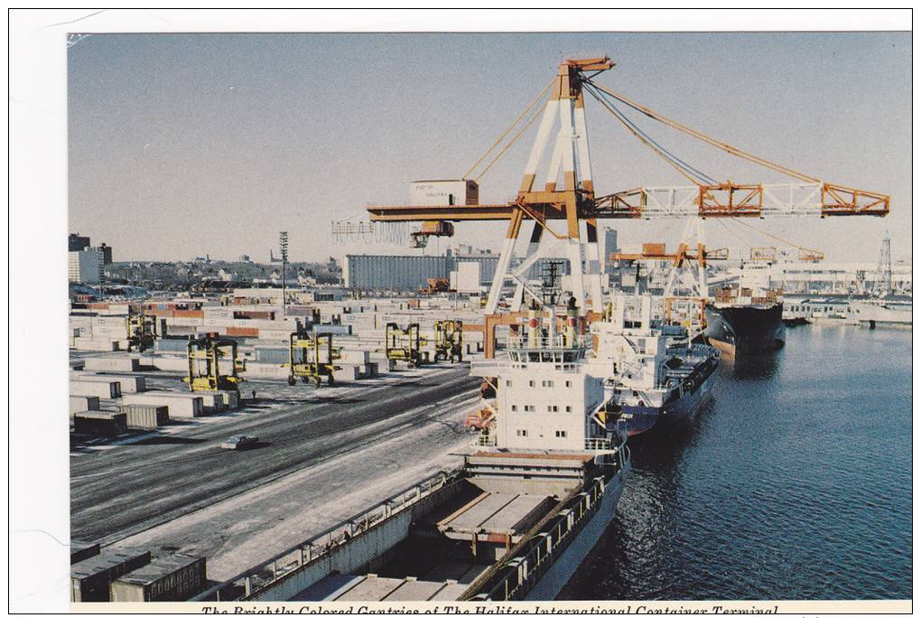 Cargo Ships At Wharf #2 , Halifax International Container Terminal , Nova Scotia , Canada , 50-70s #2 - Halifax