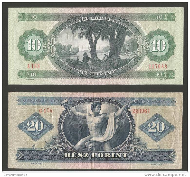 HUNGARY - LOT Of 4 Banknotes 10, 20, 50, 100 FORINT / Lotto Di 4 Banconote 10, 20, 50, 100 FORINT - Hongrie