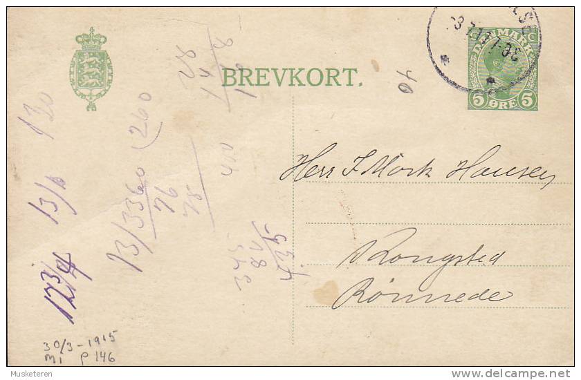 Denmark Postal Stationery Ganzsache Entier 5 Ø King Christian X. SLAGELSE To KONGSTED (2 Scans) - Interi Postali