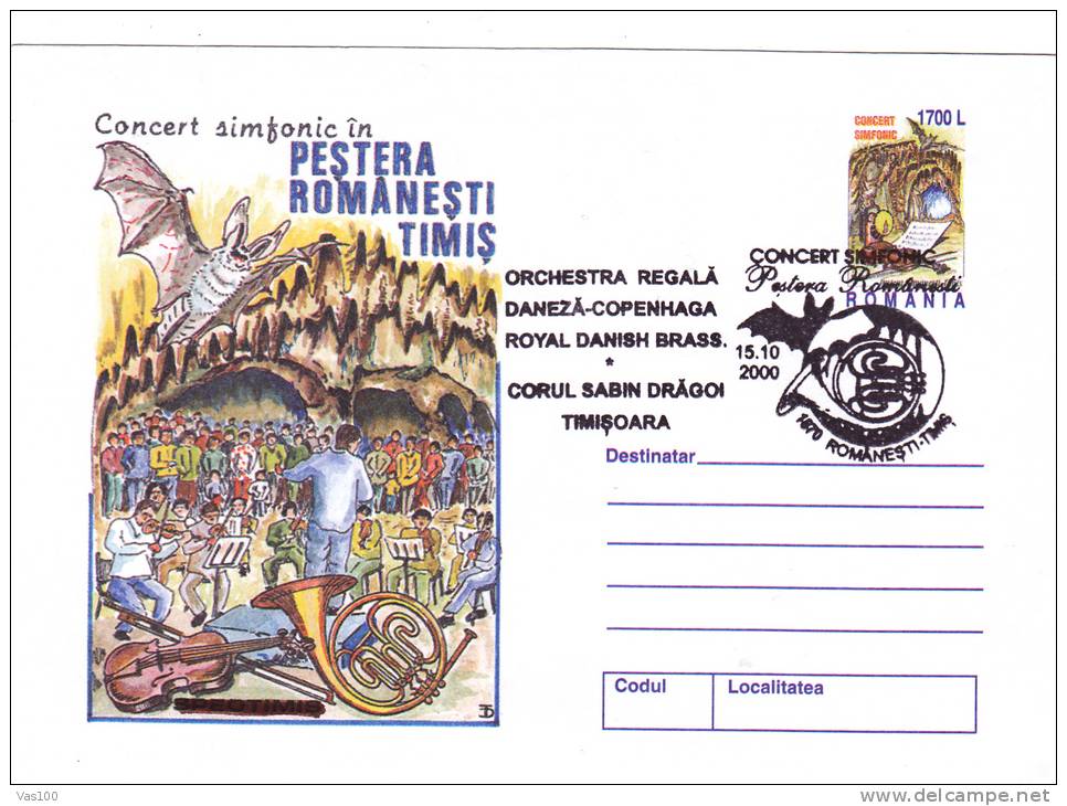 BAT,CAVE CONCERT,COVER STATIONARY,2000,ROMANIA - Chauve-souris