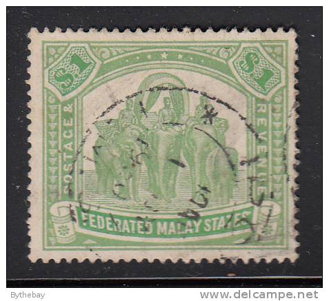 Federation Of Malaya Used Scott #73a $1 Elephants And Howdah - Federation Of Malaya