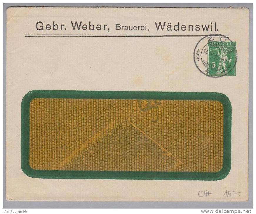 Motiv Bier CH-Privatganzsache 1915-04-14 Zug Gebr.Weber Wädenswil 5Rp.Tellknabe - Bier