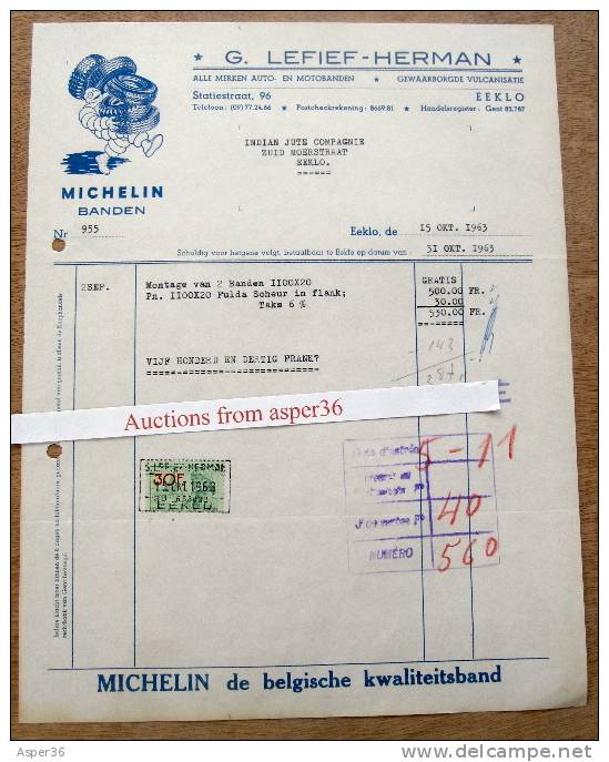 Michelin Banden, G. Lefief-Herman, Statiestraat, Eeklo 1963 - 1950 - ...