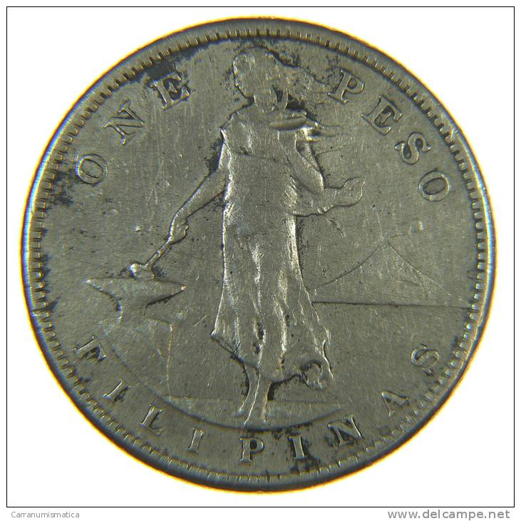 US PHILIPPINES One Peso 1908 S - Silver - Filippine