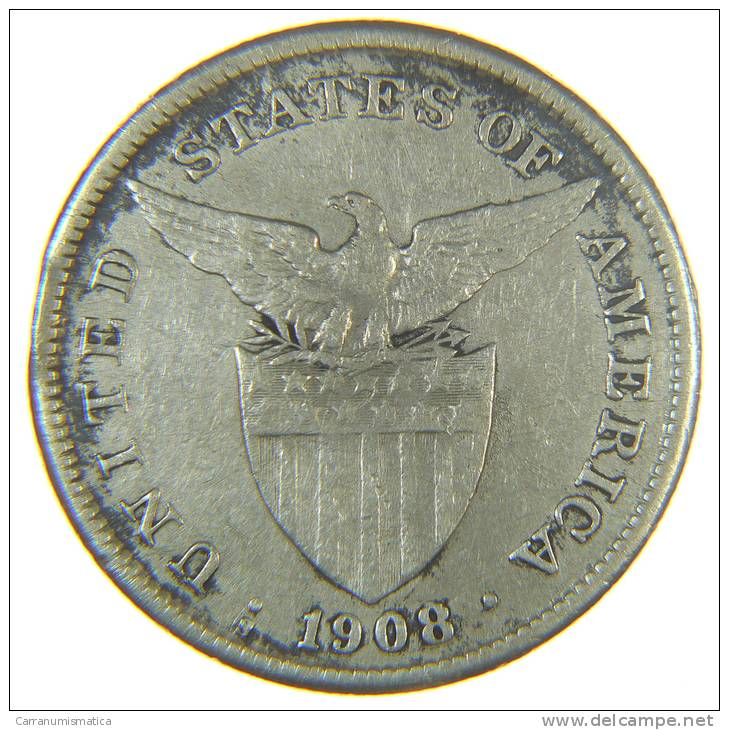 US PHILIPPINES One Peso 1908 S - Silver - Filippine