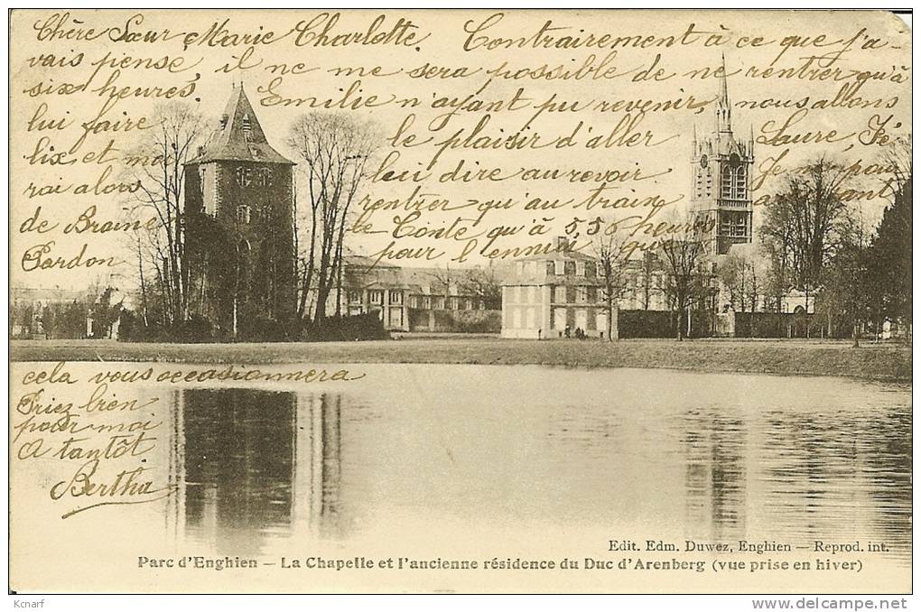 CP De ENGHIEN " Parc D'enghien - La Chapelle Et L'ancienne Résidence Du Duc D'Arenberg ( Vue Prise En Hiver ) " . - Edingen