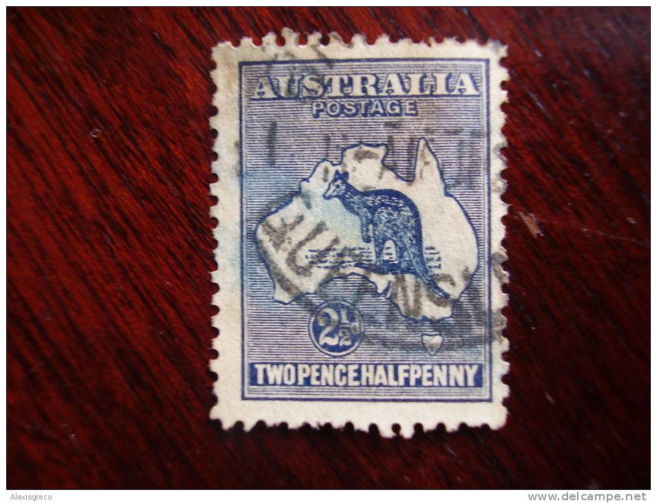 AUSTRALIA 1913 KANGAROO  TWO PENCE HALFPENNY INDIGO USED. - Used Stamps