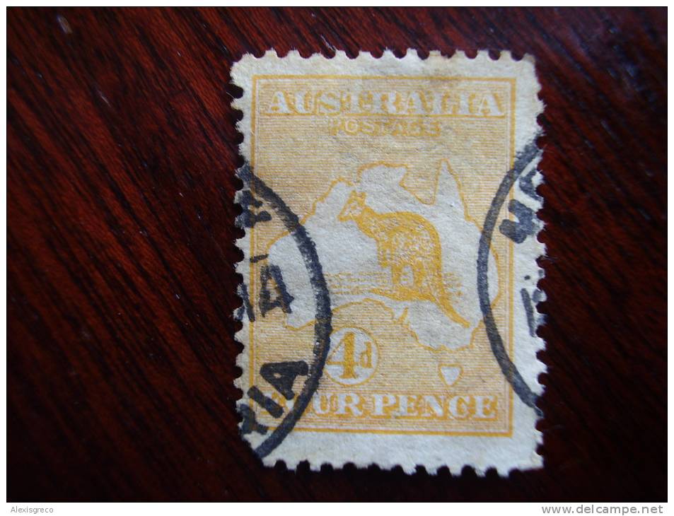 AUSTRALIA 1913 KANGAROO  FOUR PENCE ORANGE/YELLOW  USED. - Used Stamps