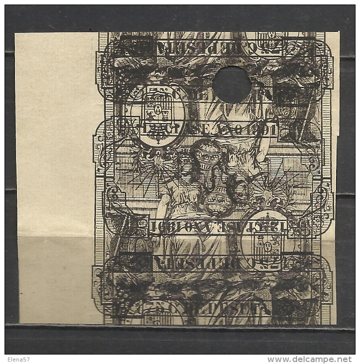 8182- RARO SELLO FISCAL PRUEBA ESSAY PROOF.DOBLE IMPRESION,AÑO 1891,VARIEDAD,GRAN ERROR,CON NUMERACION EN REVERSO,AUTENT - Revenue Stamps