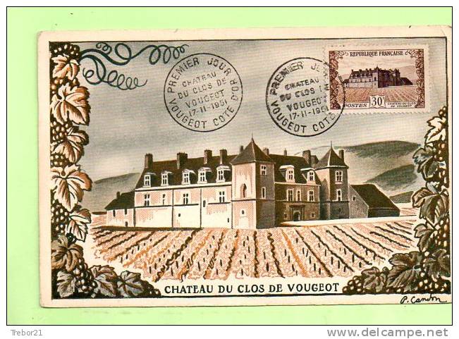 Carte  Maxi  Yvert  913  CHÂTEAU DU CLOS VOUGEOT - 1950-1959