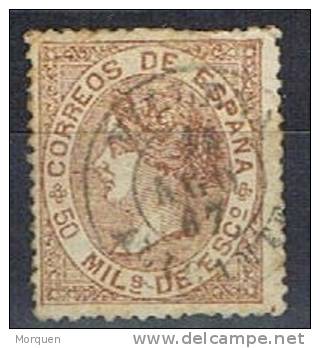 Sello 50 Mils Isabel II 1867, Fechador VILLENA (Alicante), Num 96 º - Usados