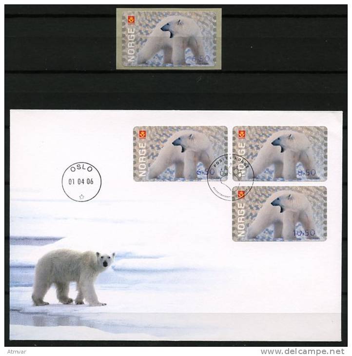 NORWAY / NORVEGE (2006) - ATM - Oso Polar / Ours Polaire / Polar Bear - Timbres De Distributeurs [ATM]