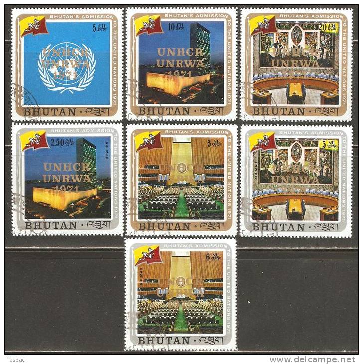 Bhutan 1971 Mi# 486-492 Used - Overprinted / World Refugee Year - Bhutan