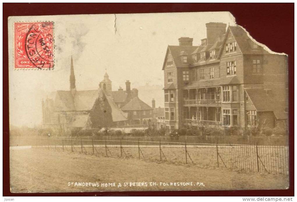 Cpa  Carte Photo  Folkestone  St Andrew´s Home & St Peters Ch.   CAR5 - Folkestone