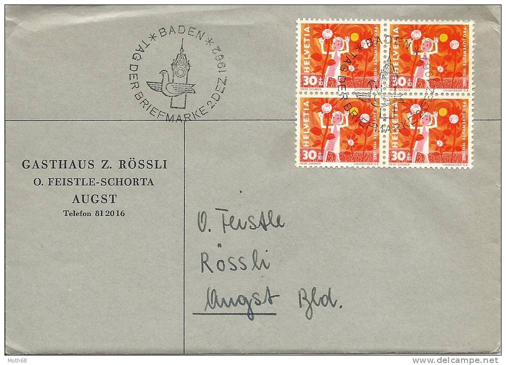 1962 Tag Der Briefmarke Mit 30Rp. PJ 4erBlock - Briefe U. Dokumente