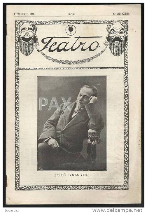 PORTUGAL - TEATRO - 1918 - N.º 2 - JOSE RICARDO - AMELIA REY COLAÇO - ROSA DAMASCENO - AMARELHE - See Drescription - Theater