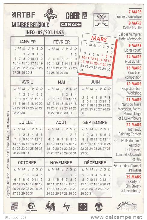 BILAL. Mini-calendrier Pour Le 15e Festival International Du Film Fantastique Et De S-F. Bruxelles 1997. - Agendas & Calendarios