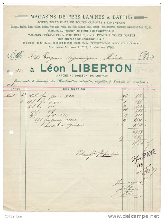 MAGASINS DE FERS LAMINES & BATTUS / LEON LIBERTON /  / LOUVAIN 1912 (F399) - 1900 – 1949