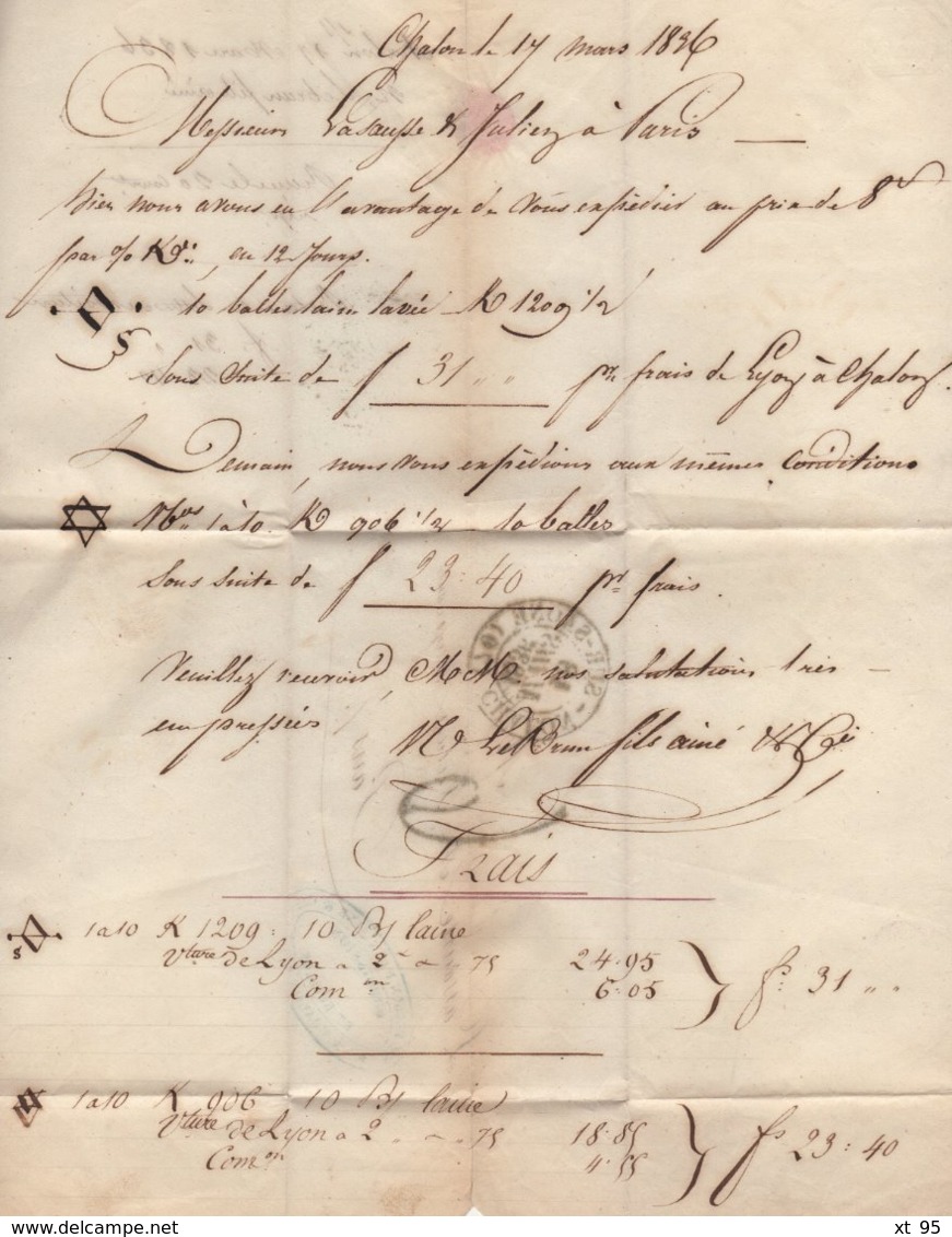 Chalon Sur Saone - 70 - Saone Sur Loire - 18 Mars 1835 - Taxe 6 Au Tampon - 1801-1848: Précurseurs XIX