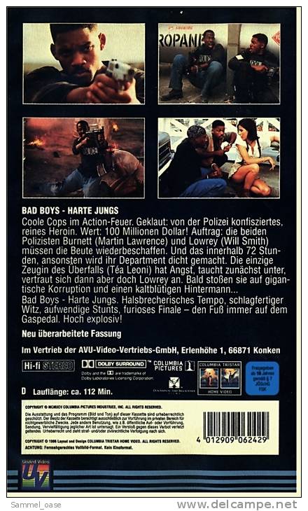 VHS Video Action Komödie  -  Bad Boys  -  Harte Jungs  -  Mit Will Smith, Martin Lawrence - Von 1996 - Azione, Avventura