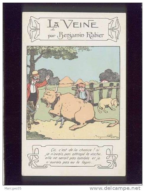 La Veine Illustrée Par Benjamin Rabier Chasseur Vache Lapin Chien , Offerte Par La Samaritaine - Rabier, B.